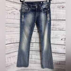 MISS‎ ME Jeans Womens Sz 28 Signature Rise Boot Stitch Embroidered Rhinestone